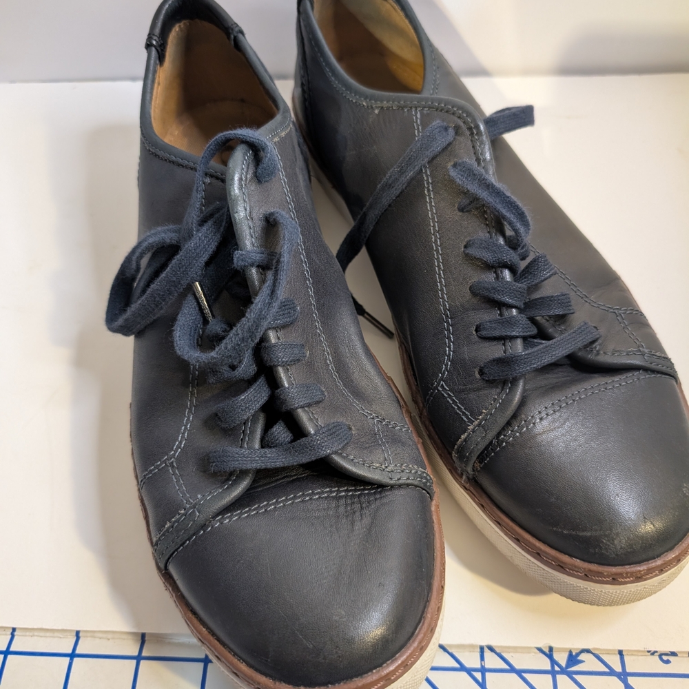 Coach Black Leather Sneakers Rounded Toe Lace-Up